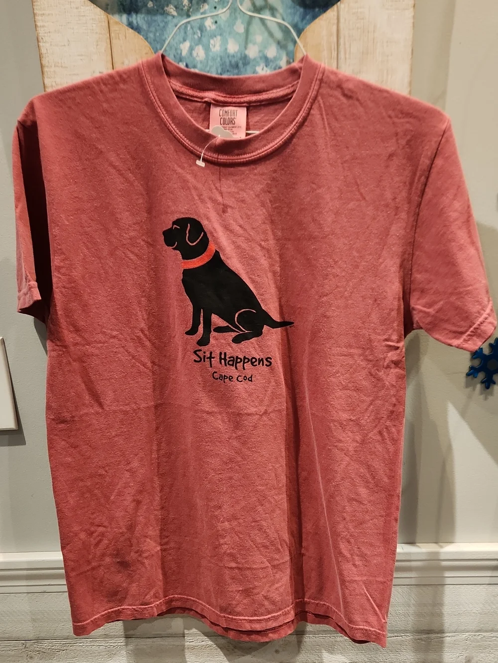 Comfort Colors Dog Graphic T-Shirt in Dusty Rose w/Black Print Sz M